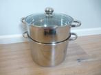 grote kookpot 8L met vergiet (roestvrij staal), Ophalen of Verzenden, Nieuw, Inox, Kookpan of Snelkookpan