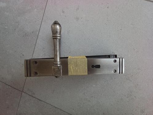 Deurklink Aldagonda, vernikkeld en geborsteld, Doe-het-zelf en Bouw, Hang- en Sluitwerk, Gebruikt, Klink of Kruk, Koper of Messing