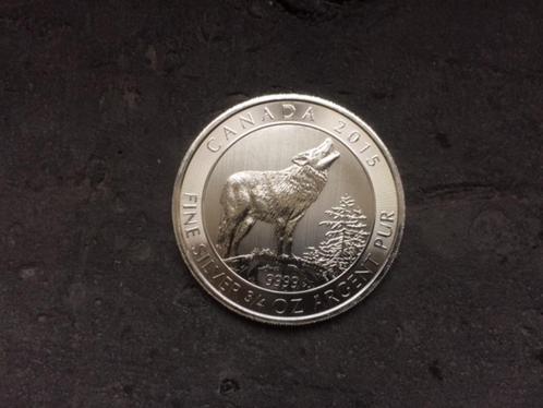 2015 Canada - Grey wolf - 3/4 oz silver, Postzegels en Munten, Edelmetalen en Baren, Zilver, Ophalen of Verzenden