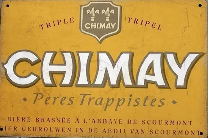 Reclamebord vintage Chimay 3 - mancave poolhouse nieuw, Verzamelen, Biermerken, Zo goed als nieuw, Reclamebord, Plaat of Schild