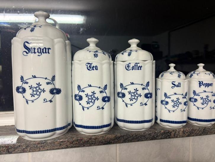 Vintage set porseleinen voorraadpotten, Antiek en Kunst, Antiek | Keukengerei, Ophalen