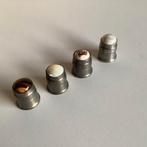 4 vintage tinnen vingerhoedjes met steen, Ophalen of Verzenden, Zo goed als nieuw, Tin