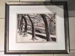 Schilderij "brug met bomengalerij", Antiek en Kunst, Kunst | Tekeningen en Fotografie, Ophalen