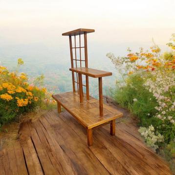 Étagère à plantes vintage en bois/table d'appoint avec étagè