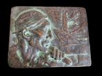 Plaque en bronze Constantin Meunier de 22 cm sur 18, Ophalen, Brons