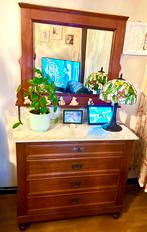 Antieke commode met marmer blad en spiegel, Antiek en Kunst, Ophalen