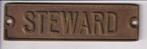 Vintage Messing Deurplaatje STEWARD Antiek, Ophalen of Verzenden