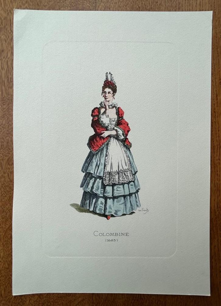 Kunstdruk Maurice Sand, Colombine 1683, Antiek en Kunst, Kunst | Litho's en Zeefdrukken, Ophalen of Verzenden
