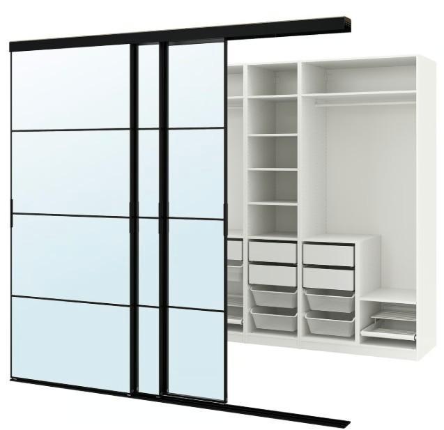 IKEA PAX – 2 caissons 50 cm + portes coulissantes miroir, Maison & Meubles, Armoires | Penderies & Garde-robes, Comme neuf, 200 cm ou plus