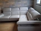 Lichtgrijs(-beige) lederen hoekzetel, Huis en Inrichting, Ophalen, Zo goed als nieuw, Leer, Modern, klassevol