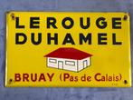 Plaque émaillée toiture construction LE ROUGE DUHAMEL, Collections, Utilisé, Enlèvement ou Envoi, Panneau publicitaire
