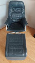 zetel/draaizetel/fauteuil met aparte voetbank, Huis en Inrichting, Ophalen, Eenpersoons, Zo goed als nieuw, Leer