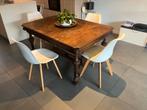 Antieke tafel met 4 stoelen, Huis en Inrichting, Tafels | Eettafels, Ophalen, Gebruikt, 100 tot 150 cm, Antiek modern