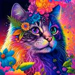 Peinture au diamant chat coloré 20x20cm (rond), Envoi, Neuf, Bricolage