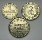 Duitsland, 1-2-3 mark, Ophalen of Verzenden, Duitsland, Losse munt, Zilver