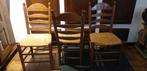 Gratis set van 3 eiken houten eettafel stoelen met riet, Antiek en Kunst, Ophalen
