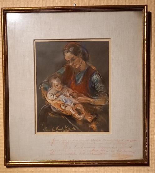 Marie-José Van De Veegaete, Pastel-tekening 37x41cm, Antiquités & Art, Art | Peinture | Classique, Enlèvement ou Envoi