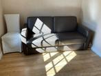 Slaapbank leder., Ophalen, Zo goed als nieuw, Tweepersoons, Beige