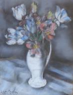 JEF DE PAUW / BLOEMENVAAS / ORIGINEEL WERK / 66x53xm / KADER, Antiek en Kunst, Kunst | Schilderijen | Modern, Ophalen of Verzenden
