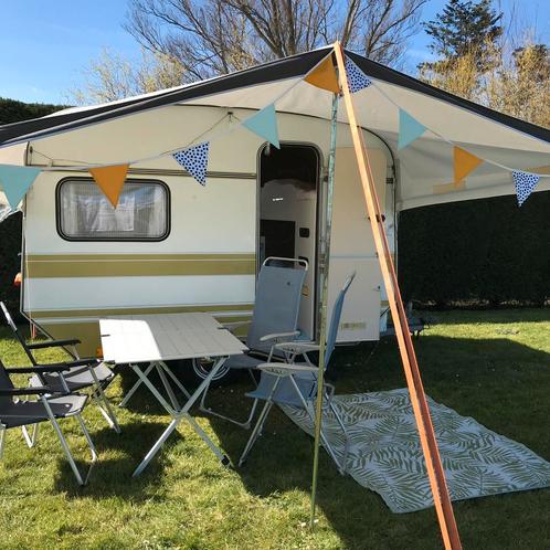Te huur retro caravan 3p of 4p volledig uitgerust op reis ️, Caravans en Kamperen, Kampeeraccessoires, Ophalen