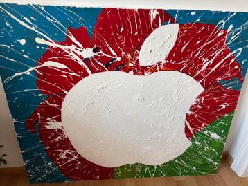 Prachtig Apple schilderij op doek ( 100x120) beschikbaar voor biedingen