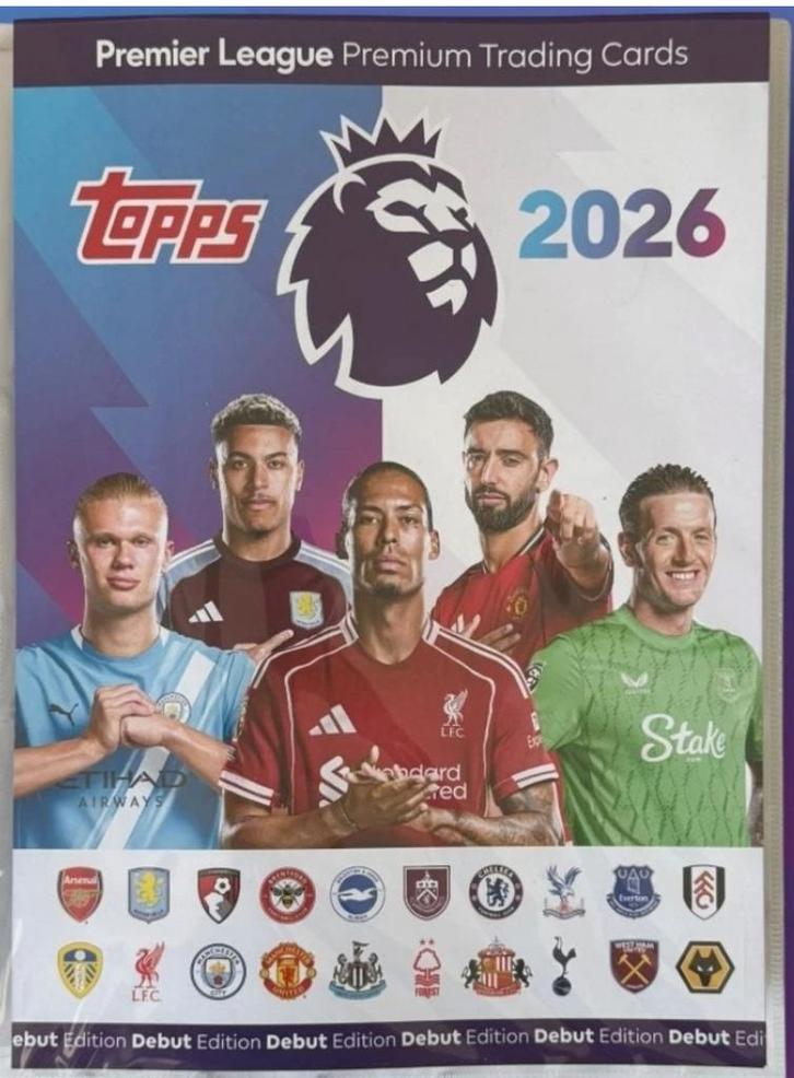 Topps Premier League 2025/2026 Adrenalyn 450 kaarten+album, Hobby en Vrije tijd, Stickers en Plaatjes, Nieuw, Meerdere plaatjes