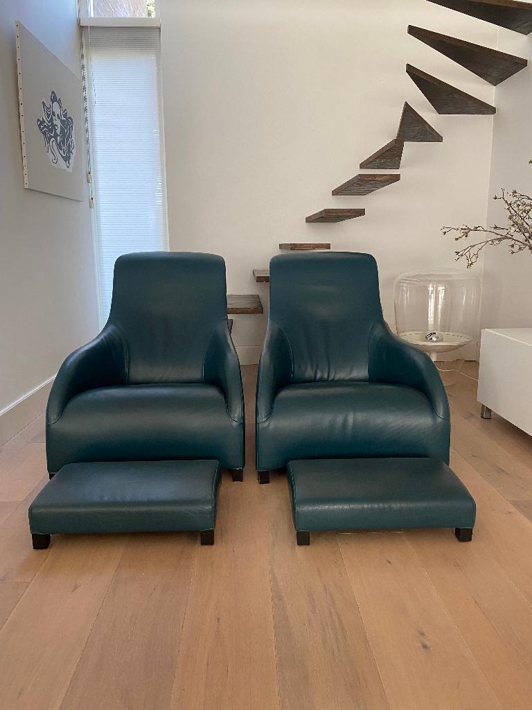 B&B Italia - Kalos Maxalto, Maison & Meubles, Fauteuils, Utilisé, Bois, Cuir, 75 à 100 cm, 100 à 125 cm, Enlèvement