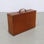 Vintage Luxe Leren Reiskoffer Handgemaakt Italy, Ophalen, Gebruikt, Leer