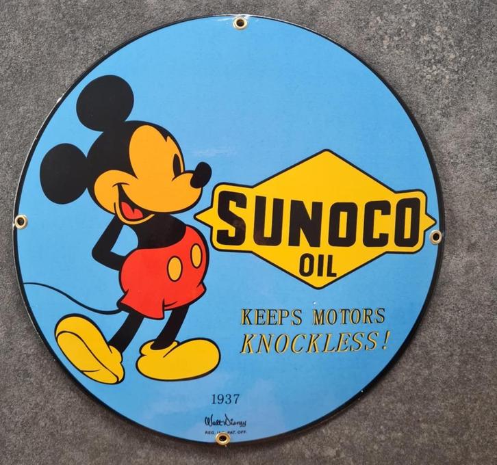 Mickey mouse Sunoco USA benzine reclame bord benzinepomp, Verzamelen, Merken en Reclamevoorwerpen, Zo goed als nieuw, Reclamebord