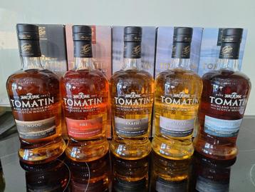 La série de whisky Tomatin Five Virtues est complète disponible aux enchères