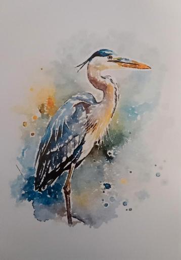 Reiger aquarel art print. Gratis verzending beschikbaar voor biedingen