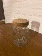 Glazen drinkbeker met houten deksel, Enlèvement ou Envoi, Comme neuf