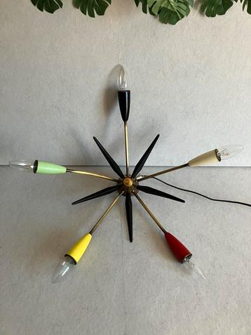 Vintage sputnik spider plafondlamp met 5 armen nieuw bedraad beschikbaar voor biedingen
