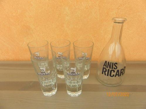 3 !!!!  Verres Pastis Duval / 15 cl / 1 carafe Anis Ricard, Verzamelen, Glas en Drinkglazen, Gebruikt, Borrel- of Shotglas, Ophalen