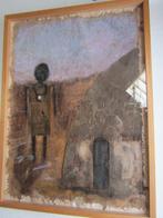 Magnifique  Tableau à technique mixte peinture et collage, Enlèvement