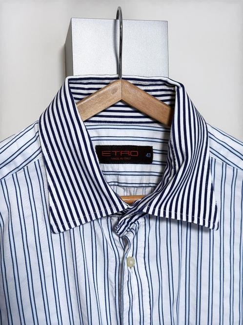 Overhemd / ETRO / Italy / Gestreept / Lange mouw / 43, Kleding | Heren, Overhemden, Zo goed als nieuw, Halswijdte 39/40 (M), Blauw