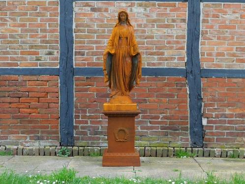 Beeld Maria op Sokkel - 180 cm - Gietijzer, Tuin en Terras, Tuinbeelden, Nieuw, Ophalen of Verzenden