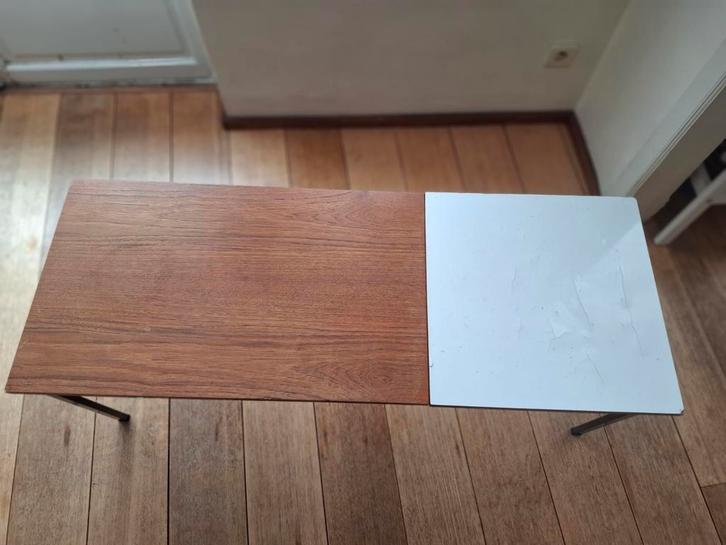 Table basse vintage, Huis en Inrichting, Tafels | Salontafels, Gebruikt, Vierkant, Teakhout, Metaal, Ophalen