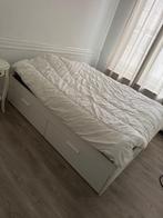 BED IKEA BRIMNES, Huis en Inrichting, Slaapkamer | Bedden, Ophalen, Zo goed als nieuw, Tweepersoons, Wit