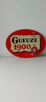 Geuze 1900 ovaal metalen bord , oude reclame 1957prima staat, Verzamelen, Ophalen of Verzenden, Zo goed als nieuw, Reclamebord