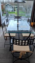 eettafel met 6 stoelen, Huis en Inrichting, Tafels | Eettafels, Ophalen, Glas, 50 tot 100 cm, Zo goed als nieuw