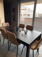 Design tafel met 6 stoelen speciaal leer, Zo goed als nieuw, Ophalen, Vijf personen of meer