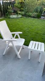Terras stoel + bijhorend bankje. Terrastafel + 4 stoelen, Tuin en Terras, Tuinstoelen, Ophalen, Gebruikt, Overige materialen, Stapelbaar
