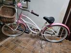 Cruiser roze meisjesfiets met mand vooraan geplaatst., Fietsen en Brommers, Fietsen | Cruisers en Lowriders, Cruiser, Dames, Zo goed als nieuw