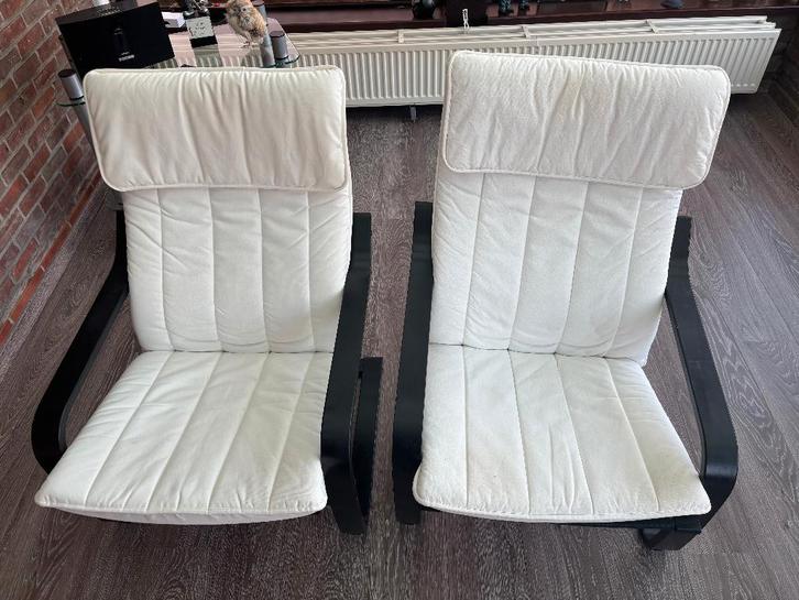 2 Ikea zetels Poäng, Huis en Inrichting, Zetels | Zetels en Chaises Longues, Gebruikt, Tweepersoons, Hout, Ophalen