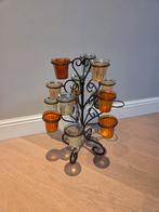 Theelichthouder staal met glazen potjes, Huis en Inrichting, Ophalen