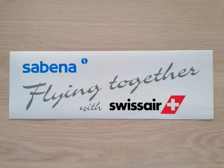 Sabena Sticker #6 Sabena Flying together with Swissair 10x30, Verzamelen, Sabenasouvenirs, Nieuw, Ophalen of Verzenden