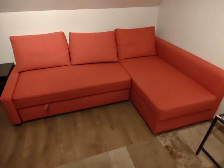 Hoekslaapbank en opbergruimte met nachtkastje, Huis en Inrichting, Zetels | Complete zithoeken, Zo goed als nieuw, Ophalen