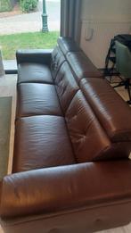 Zetel leder bruin, Huis en Inrichting, Zetels | Zetels, Ophalen, Gebruikt, Driepersoons, Leer