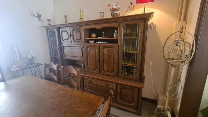 Eiken eetkamer compleet, Huis en Inrichting, Complete eetkamers, Zo goed als nieuw, 4 tot 6 stoelen, Ophalen